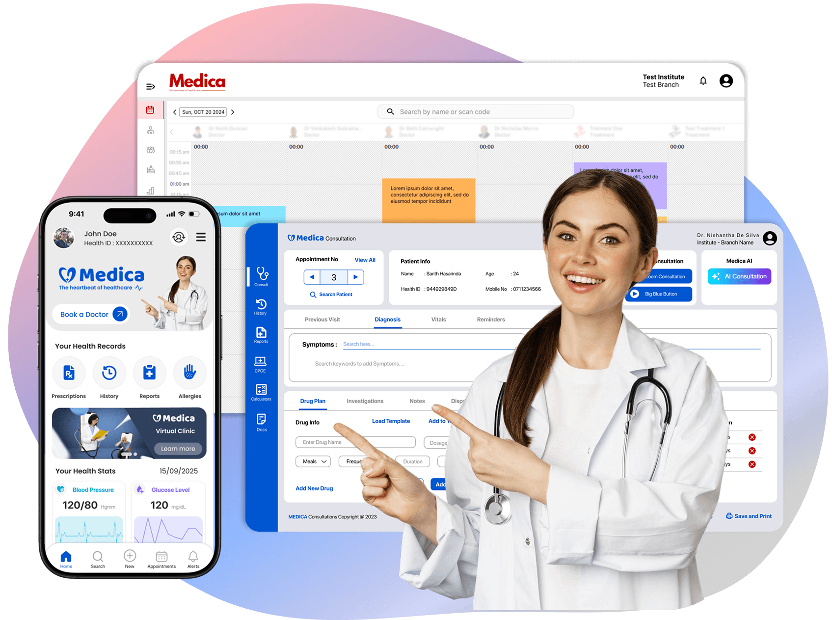 Medical professional with healthcare technology